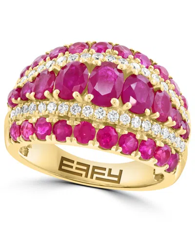 Effy Collection Ruby And Diamond Statement Ring (3-1/5 Ct. T.w. Ruby, 1/2 Ct. T.w. Diamond) In 14k Yellow Gold