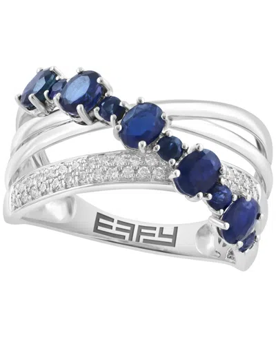 Effy Collection Sapphire (1-1/4 Ct. T.w.) And Diamond (1/6 Ct. T.w.) Ring In 14k White Gold