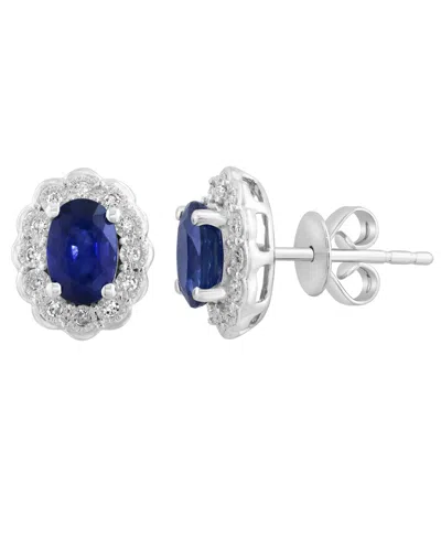 Effy Collection Sapphire (1-1/6 Ct. T.w.) & Diamond (1/10 Ct. T.w.) Earrings In 14k White Gold (also Available In Ru In Multi