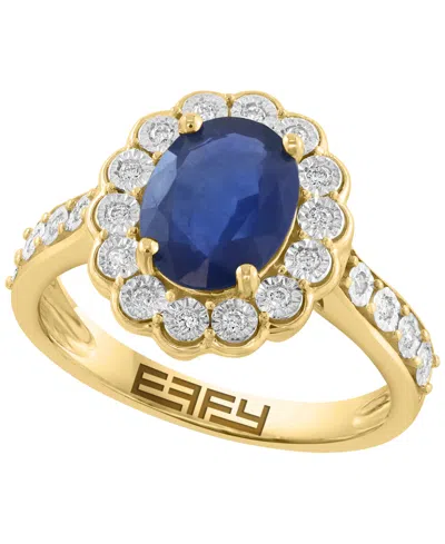 Effy Collection Sapphire (1-3/4 Ct. T.w.) & Diamond (1/6 Ct. T.w.) Ring In 14k Yellow Gold In Multi