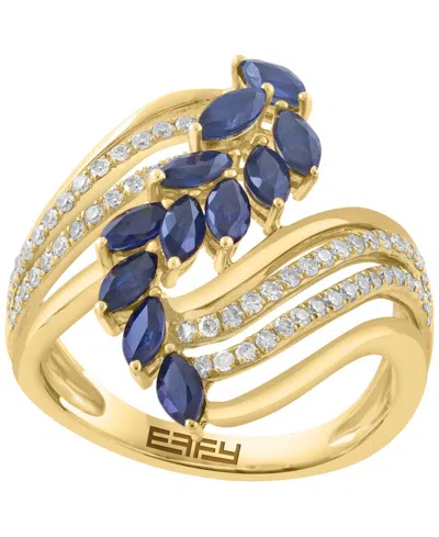 Effy Collection Sapphire (1-3/8 Ct. T.w.) And Diamond (1/4 Ct. T.w.) Ring In 14k Yellow Gold