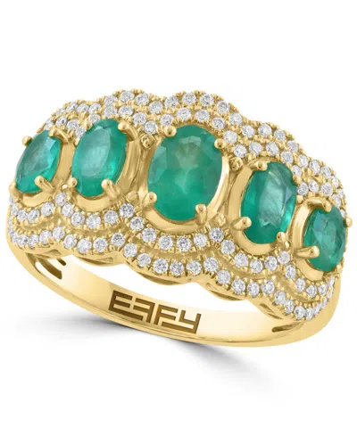 Effy Collection Sapphire (1-5/8 Ct. T.w.) And Diamond (1/2 Ct. T.w.) Ring In 14k White Gold (also Available In Emera