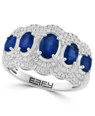 Effy Collection Sapphire (1-5/8 Ct. T.w.) And Diamond (1/2 Ct. T.w.) Ring In 14k White Gold (also Available In Emera In Silver