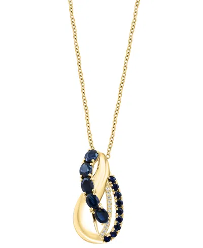 Effy Collection Sapphire (1-1/3 Ct. T.w.) & Diamond (0.03 Ct. T.w.) Pendant Necklace In 14k Yellow Gold In Multi