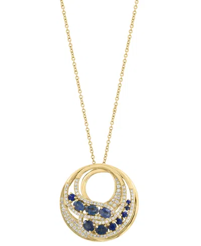 Effy Collection Sapphire (1-1/3 Ct. T.w.) & Diamond (3/8 Ct. T.w.) Pendant Necklace In 14k Yellow Gold