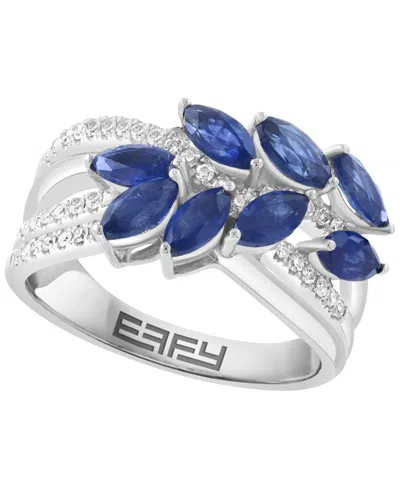 Effy Collection Sapphire (1-1/4 Ct. T.w.) & Diamond (1/5 Ct. T.w.) Ring In 14k White Gold In Metallic