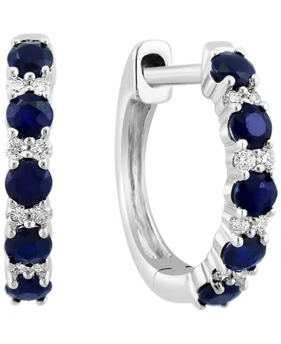 Effy Collection Sapphire (1/2 Ct. T.w.) & Diamond (1/2 Ct. T.w.) Earrings In 14k White Gold In Blue
