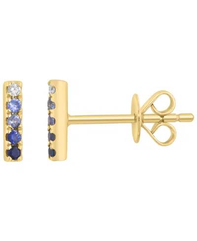 Effy Collection Sapphire (1/3 Ct. T.w.) & Diamond (0.02 Ct. T.w.) Earrings In 14k Yellow Gold