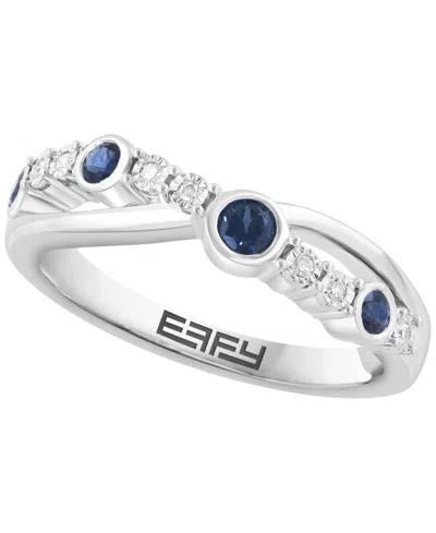Effy Collection Sapphire (1/3 Ct. T.w.) & Diamond (0.03 Ct. T.w.) Ring In Sterling Silver