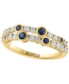 Effy Collection Sapphire (1/4 Ct. T.w.) & Diamond (1/10 Ct. T.w.) Ring In Gold Over Silver In Gold