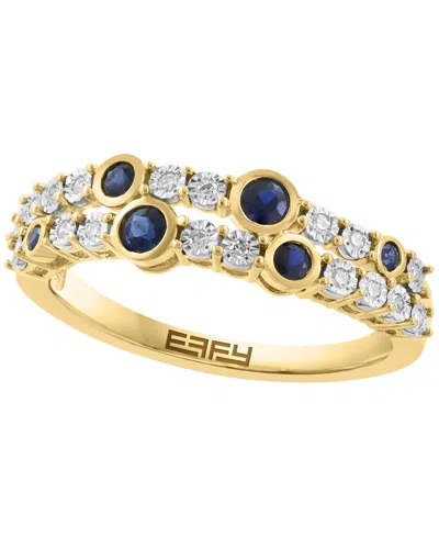 Effy Collection Sapphire (1/4 Ct. T.w.) & Diamond (1/10 Ct. T.w.) Ring In Gold Over Silver