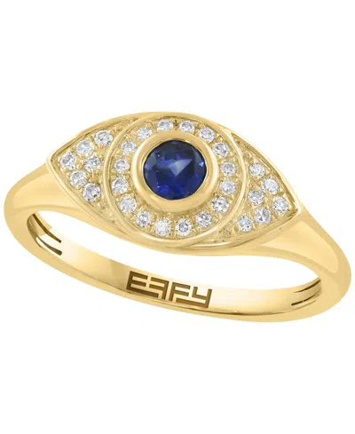 Effy Collection Sapphire (1/5 Ct. T.w.) And Diamond (1/10 Ct. T.w.) Ring In 14k Yellow Gold