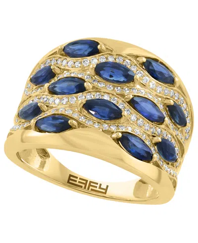 Effy Collection Sapphire (1-5/8 Ct. T.w.) & Diamond (1/3 Ct. T.w.) Ring In 14k Yellow Gold