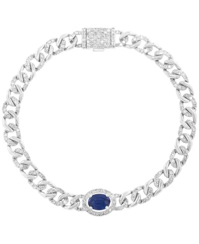 Effy Collection Sapphire (2-1/3 Ct. T.w.) & Diamond (1/8 Ct. T.w.) Bracelet In Sterling Silver
