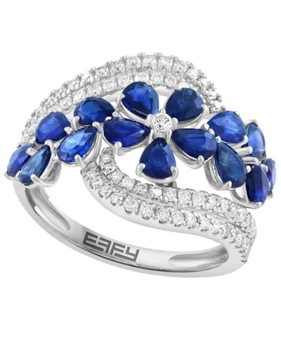 Effy Collection Sapphire (3-1/2 Ct. T.w.) & Diamond (3/8 Ct. T.w.) Ring In 14k White Gold