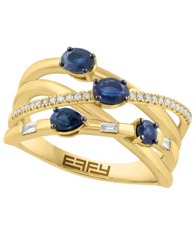 Effy Collection Sapphire (3/4 Ct. T.w.) & Diamond (1/6 Ct. T.w.) Ring In 14k Yellow Gold