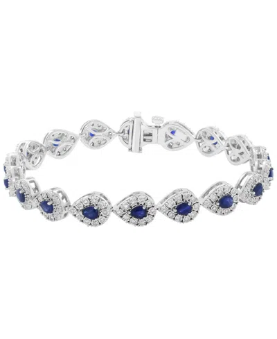 Effy Collection Sapphire (4-1/4 Ct. T.w.) & Diamond (1 Ct. T.w.) Bracelet In Sterling Silver