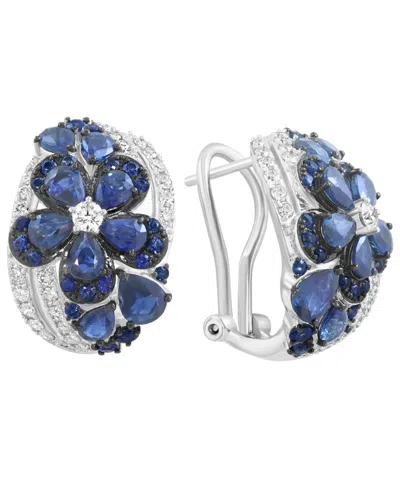 Effy Collection Sapphire (4-1/4 Ct. T.w.) & Diamond (5/8 Ct. T.w.) Earrings In 14k White Gold In Metallic