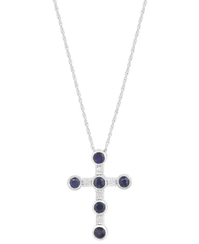 Effy Collection Sapphire (5/8 Ct. T.w.) & Diamond Accent Pendent Necklace In Sterling Silver