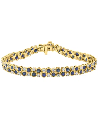 Effy Collection Sapphire (6-1/4 Ct. T.w.) & Diamond (1/5 Ct. T.w.) Bracelet In Gold Over Silver