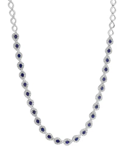 Effy Collection Sapphire (6-3/8 Ct. T.w.) & Diamond (1-1/3 Ct. T.w.) Necklace In Sterling Silver