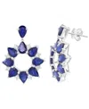 Effy Collection Sapphire (7-1/5 Ct. T.w.) & Diamond (1/2 Ct. T.w.) Drop Earrings In 14k White Gold In Gold