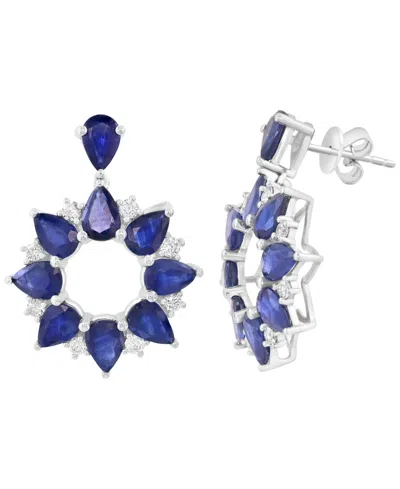 Effy Collection Sapphire (7-1/5 Ct. T.w.) & Diamond (1/2 Ct. T.w.) Drop Earrings In 14k White Gold