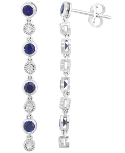 Effy Collection Sapphire (7/8 Ct. T.w.) & Diamond (1/20 Ct. T.w.) Drop Earrings In Sterling Silver In Blue