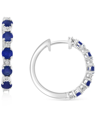 Effy Collection Sapphire & Diamond Accent Small Hoop Earrings In Sterling Silver, 0.81" (also Available In Ruby And