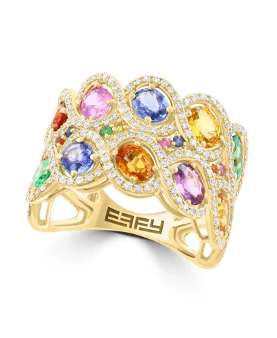 Effy Collection Sapphire And Diamond Ring (3-7/8 Ct. T.w. Sapphire, 5/8 Ct. T.w. Diamond) In 14k Yellow Gold