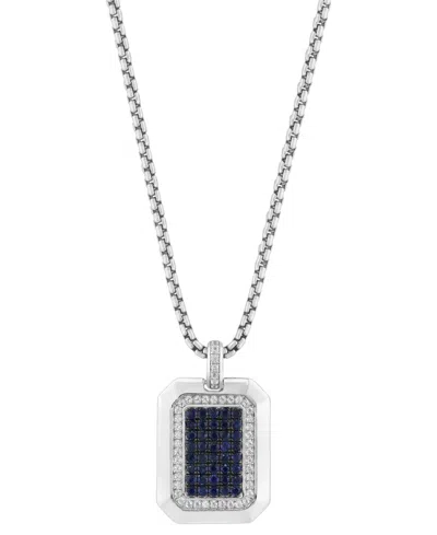 Effy Collection Sapphire And White Zircon Pendant Necklace (1/20 Ct. T.w.) In Sterling Silver