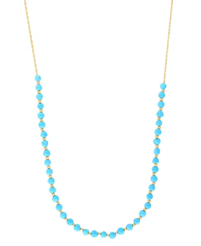 Effy Collection Turquoise (3.5 Mm) Necklace In 14k Yellow Gold In Blue