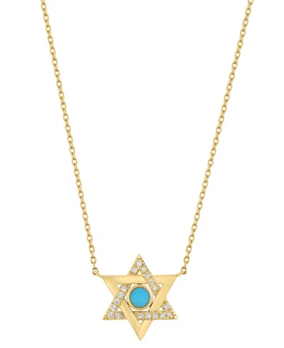 Effy Collection Turquoise & Diamond (1/2 Ct. T.w.) Pendant Necklace In 14k Yellow Gold