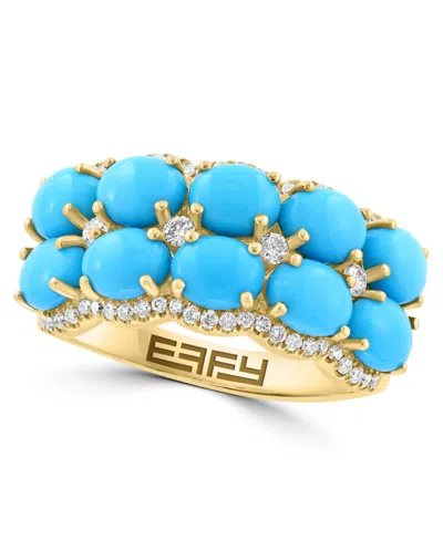 Effy Collection Turquoise & Diamond (1/4 Ct. T.w.) Ring In 14k Yellow Gold
