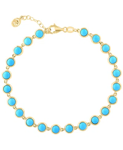 Effy Collection Turquoise Bracelet In 14k Yellow Gold Over Silver In Blue