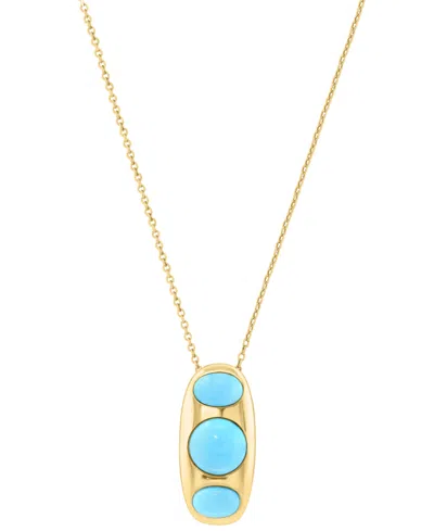 Effy Collection Turquoise Pendant Necklace In Yellow Gold Over Silver