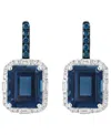 Effy Collection White And Blue Diamond (1/2 Ct. T.w.), London Blue Topaz (3-3/4 Ct. T.w.) Earrings In 14k White Gold In Blue