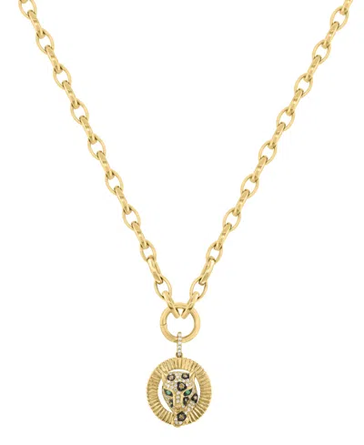 Effy Collection White & Brown Diamond And Emerald Accent Necklace (1-1/20 Ct. T.w.) In 14k Yellow Gold