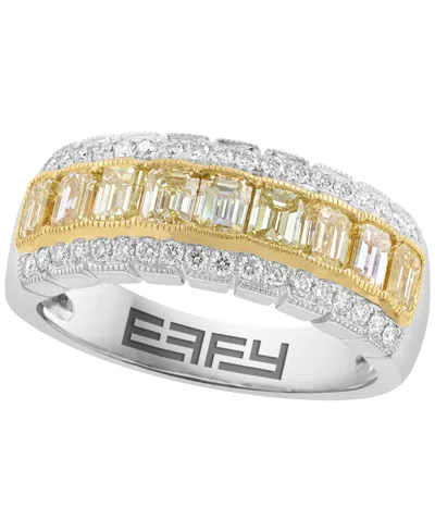 Effy Collection White And Yellow Diamond Ring (1-5/8 Ct. T.w..) In 18k Two-tone Gold In Metallic