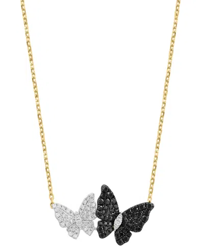 Effy Collection White Diamond (1/4 Ct. T.w.) & Black Diamond (3/8 Ct. T.w.) Necklace In 14k Yellow Gold