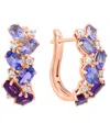 Effy Collection White Sapphire (2/5 Ct. T.w.) Amethyst (9/10 Ct. T.w.) And Tanzanite (2 Ct. T.w.) Earrings In 14k Ro In Multi