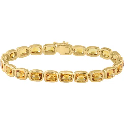 Effy Cushion Cut Citrine Gold Plated Sterling Silver Line Bracelet In Multi