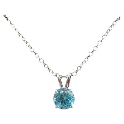 Pre-owned Effy Designer  Blue Topaz Pendant Necklace 14kt White Gold 0.62ct Nwt