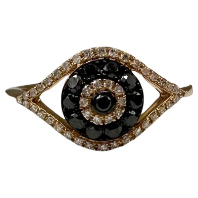Pre-owned Effy Designer  Diamond Evil Eye Ring 14kt Yellow Gold 0.37ctw Nwt