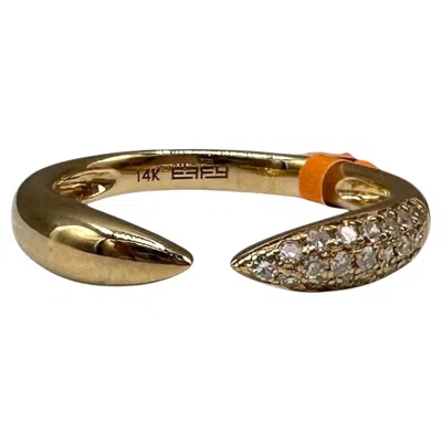 Pre-owned Effy Designer  Diamond Open Claw Ring 14kt Yellow Gold 0.09ctw Nwt