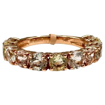Pre-owned Effy Designer  Multicolor Gemstone Ring 14kt Rose Gold 2.95ctw Nwt In Red