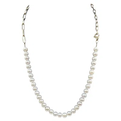 Pre-owned Effy Designer  Pearl Necklace In 14kt Yellow Gold
