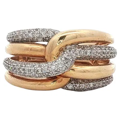 Pre-owned Effy Diamond 14 Karat Yellow Gold Labrynth Band Ring