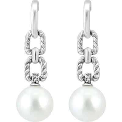 Effy Diamond & 8-9mm Freshwater Pearl Drop Earrings In Metallic