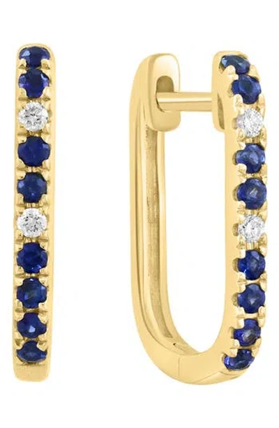 Effy Diamond & Blue Sapphire Hoop Earrings In Gold